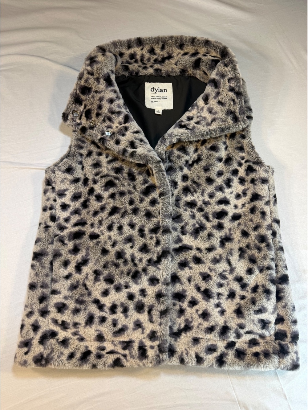 Dylan Faux Fur Leopard Print Vest Size Small